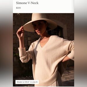 Simone V-Neck Cream Women's Sweater 1x Marino wool/cotton